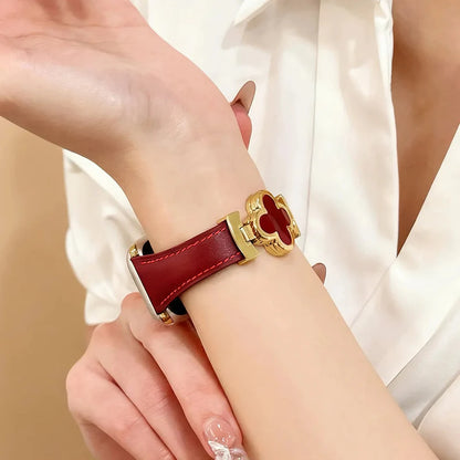 Bracelet en cuir à trèfle