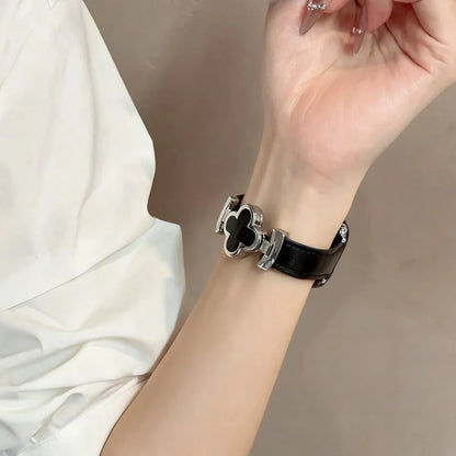 Bracelet en cuir à trèfle