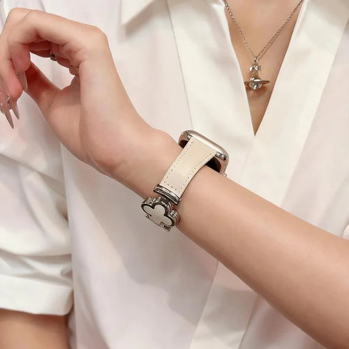 Bracelet en cuir à trèfle